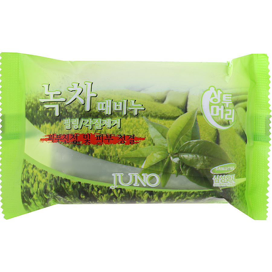 JUNO Juno Sangtumeori Peeling Soap Green Tea, 120гр. Мыло - скраб для тела отшелушивающее с зеленым чаем