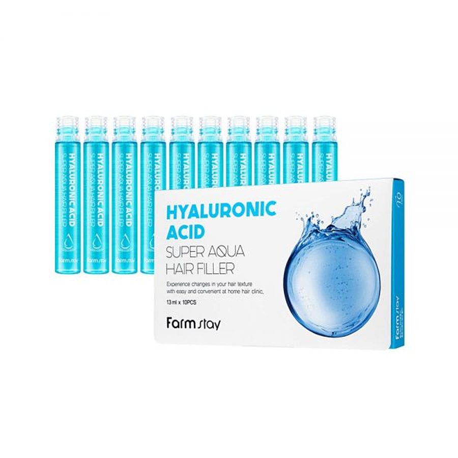 FARMSTAY Hyaluronic Acid Super Aqua Hair Filler, 10шт. Филлер для сухих волос с гиалуроновой кислотой