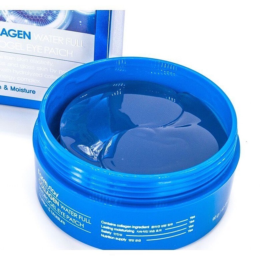 FARMSTAY Collagen Water Full Hydrogel Eye Patch, 60шт. Патчи для глаз гидрогелевые увлажняющие с коллагеном