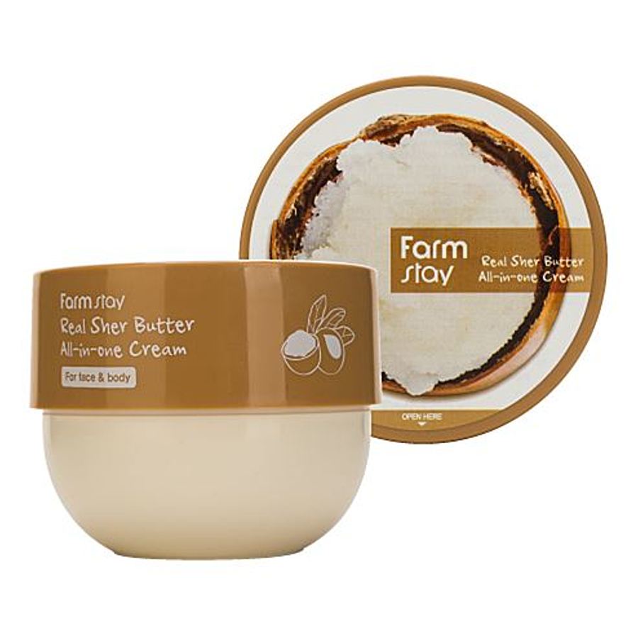 FARMSTAY FarmStay Real Shea Butter All-In-One Cream, 300мл. Крем - баттер для лица и тела многофункциональный с маслом ши