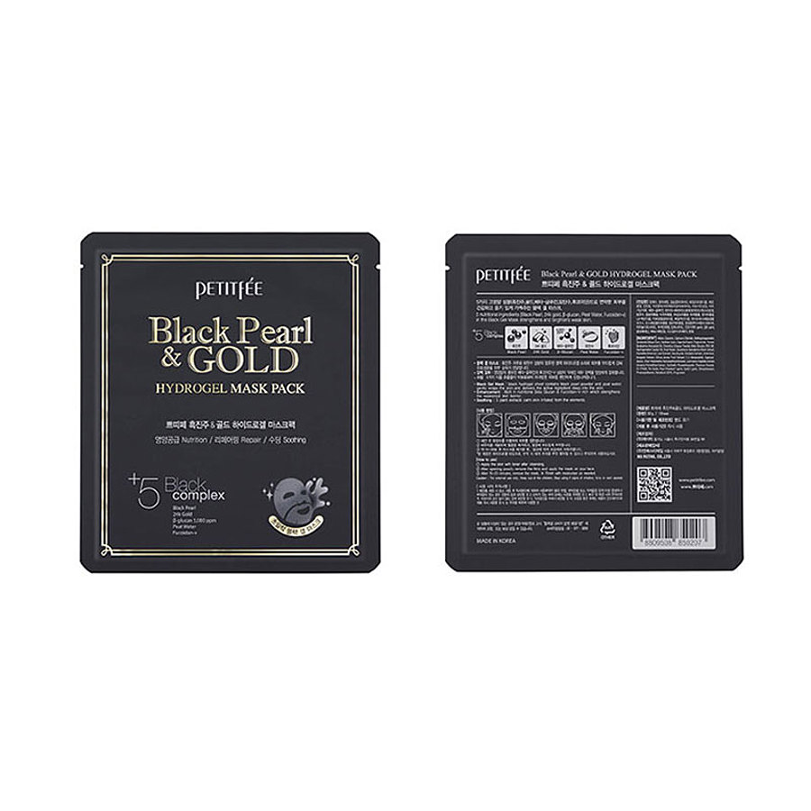 PETITFEE Petitfee Black Pearl & Gold Hydrogel Mask Pack, 32гр. Маска для лица гидрогелевая с экстрактом жемчуга